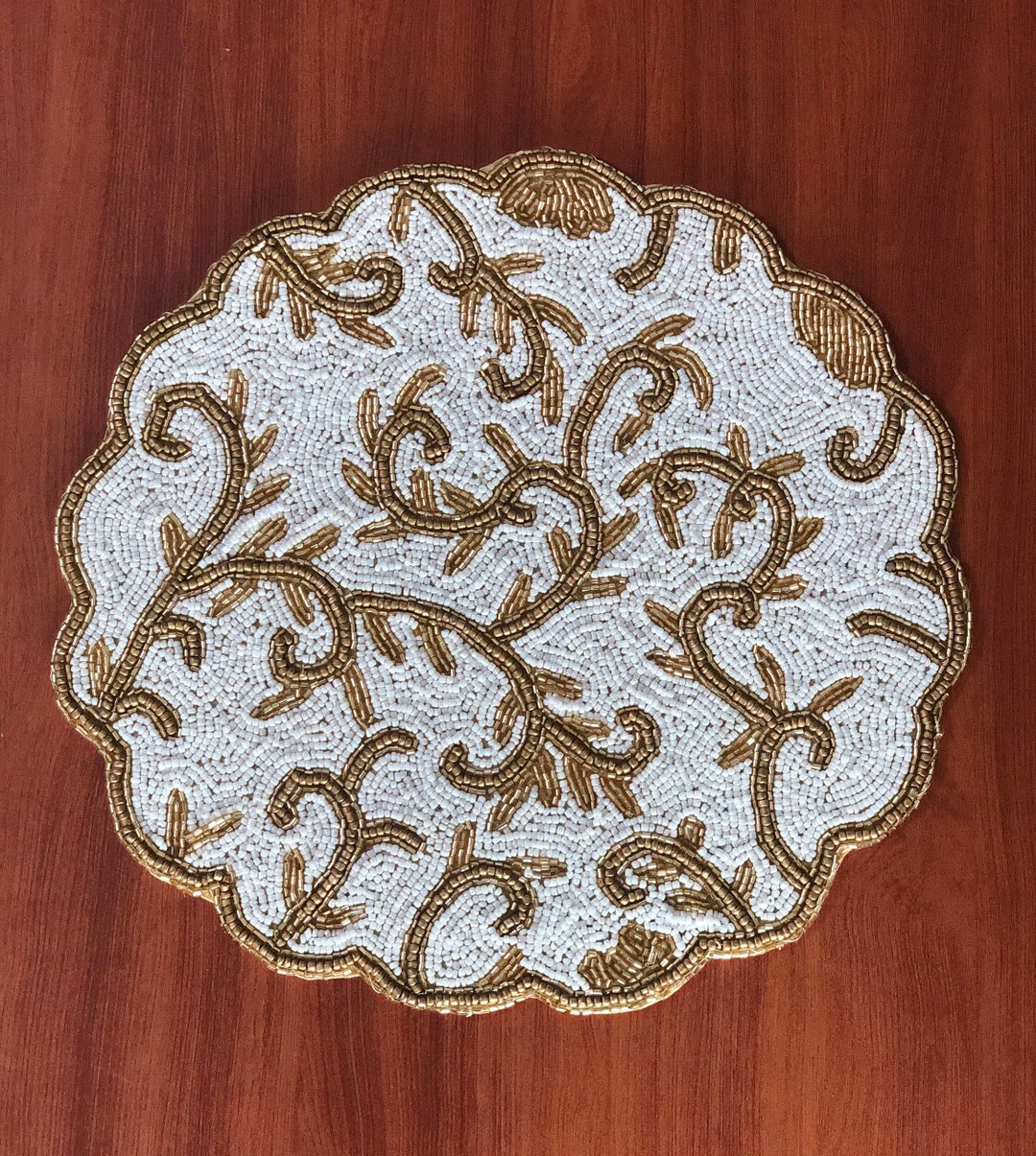 Handmade Beaded Charger Placemats, Housewarming Gift Set, Dining