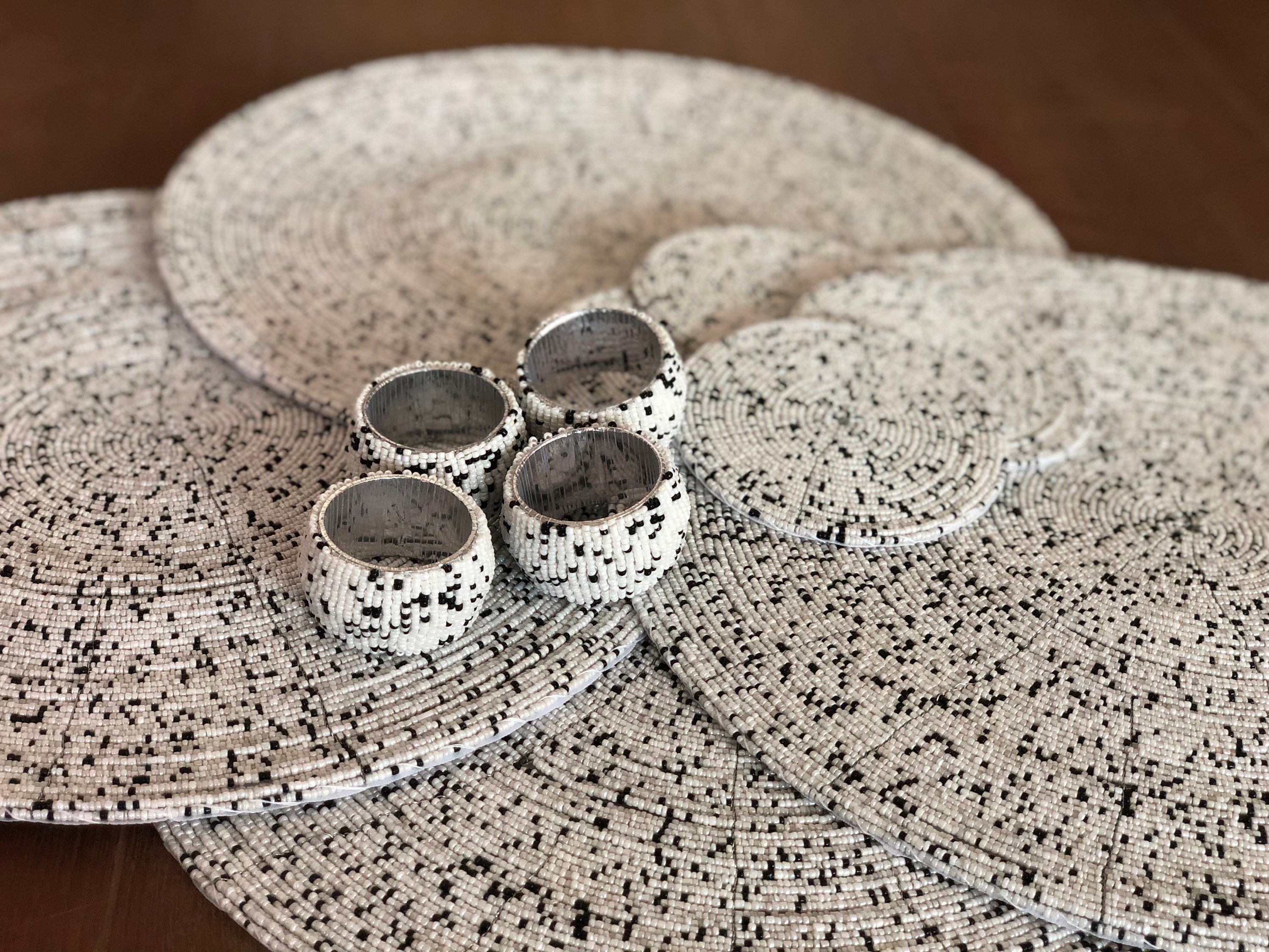 14 Placemats Set of 4/6/10 White and Black Table Mats Etsy