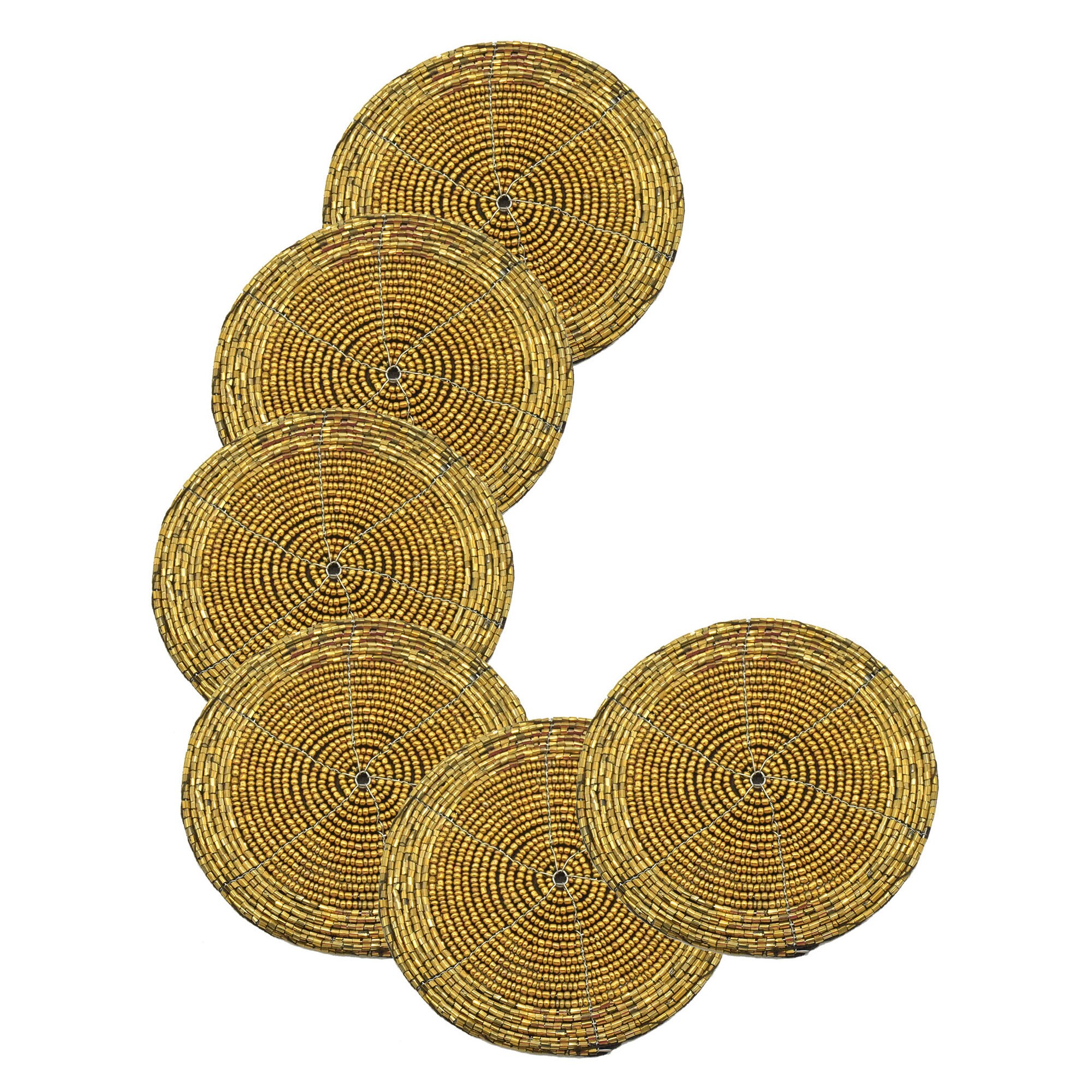 Antique Gold Coasters Set of 6 Handmade Beaded Coasters Etsy