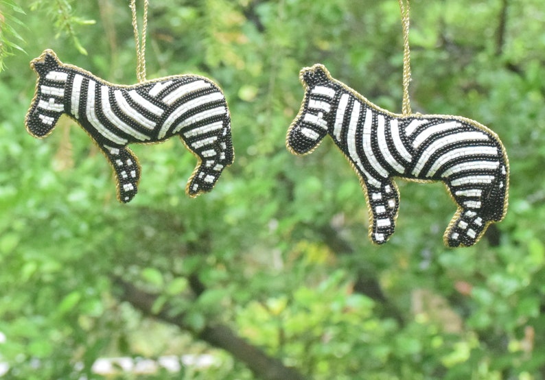 Master Piece Crafts Christmas Ornaments, Holiday Decor, Xmas Hanging,Jungle Safari, Animals for kids, Christmas zebra Ornaments-Set of 4