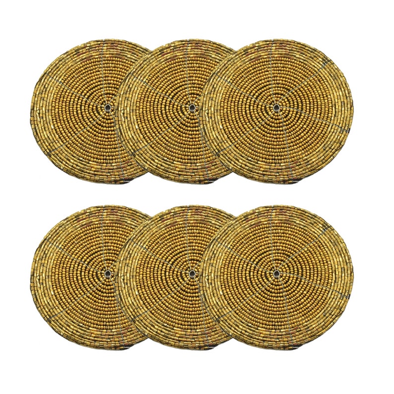 Antique Gold Coasters Set of 6 Handmade Beaded Coasters Etsy