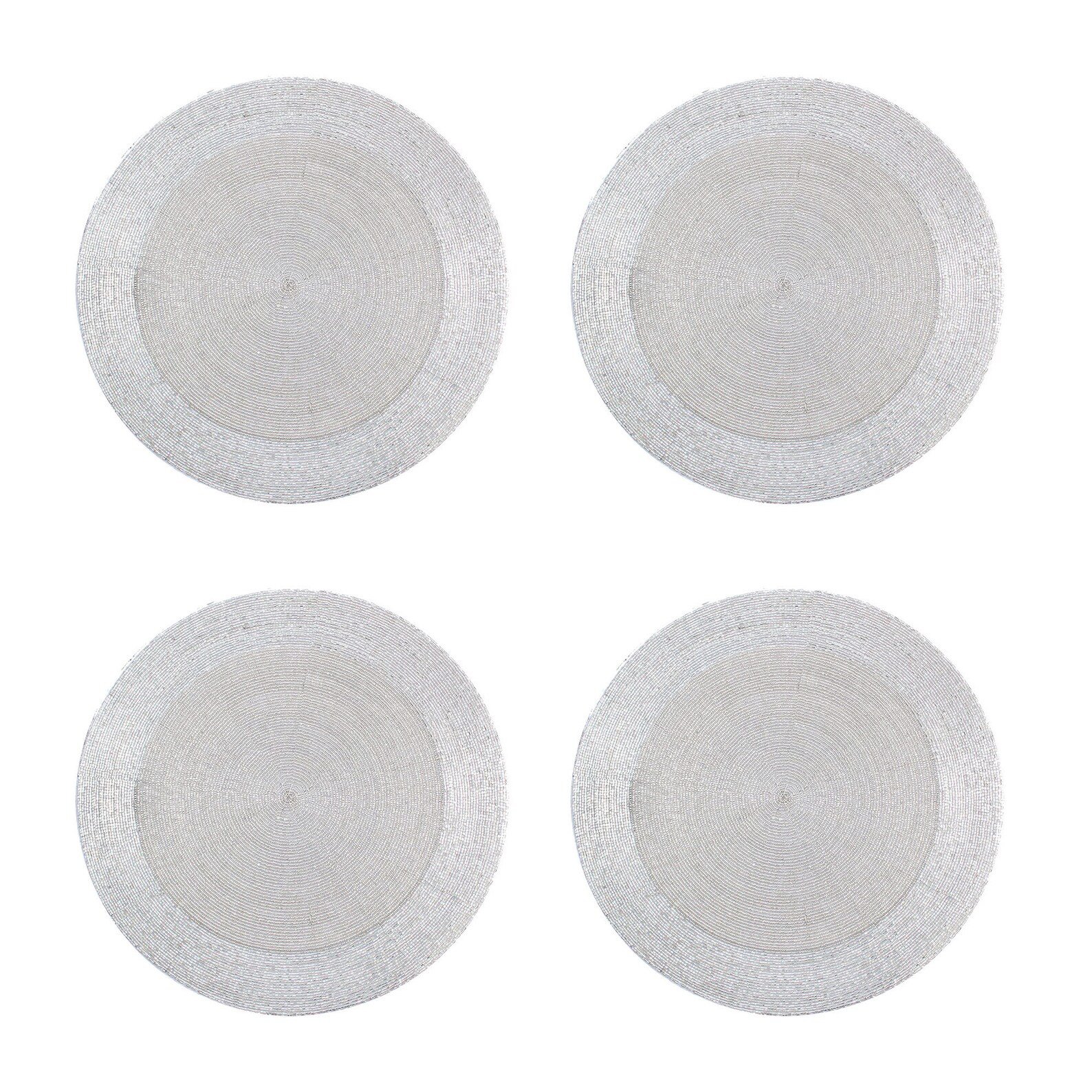 Silver Table Mats Set of 4 Handmade Silver Beaded Mat Centre Etsy