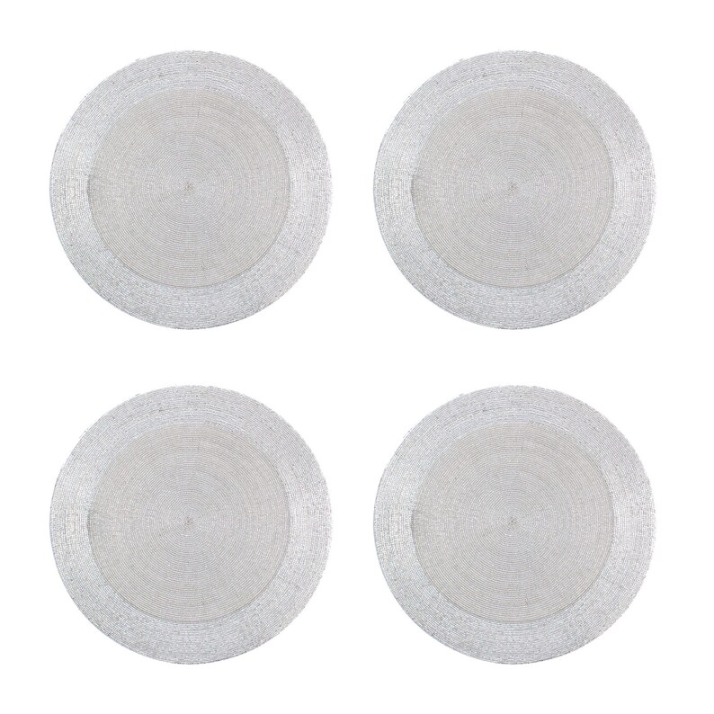 Silver Table Mats Set of 4 Handmade Silver Beaded Mat Centre Etsy