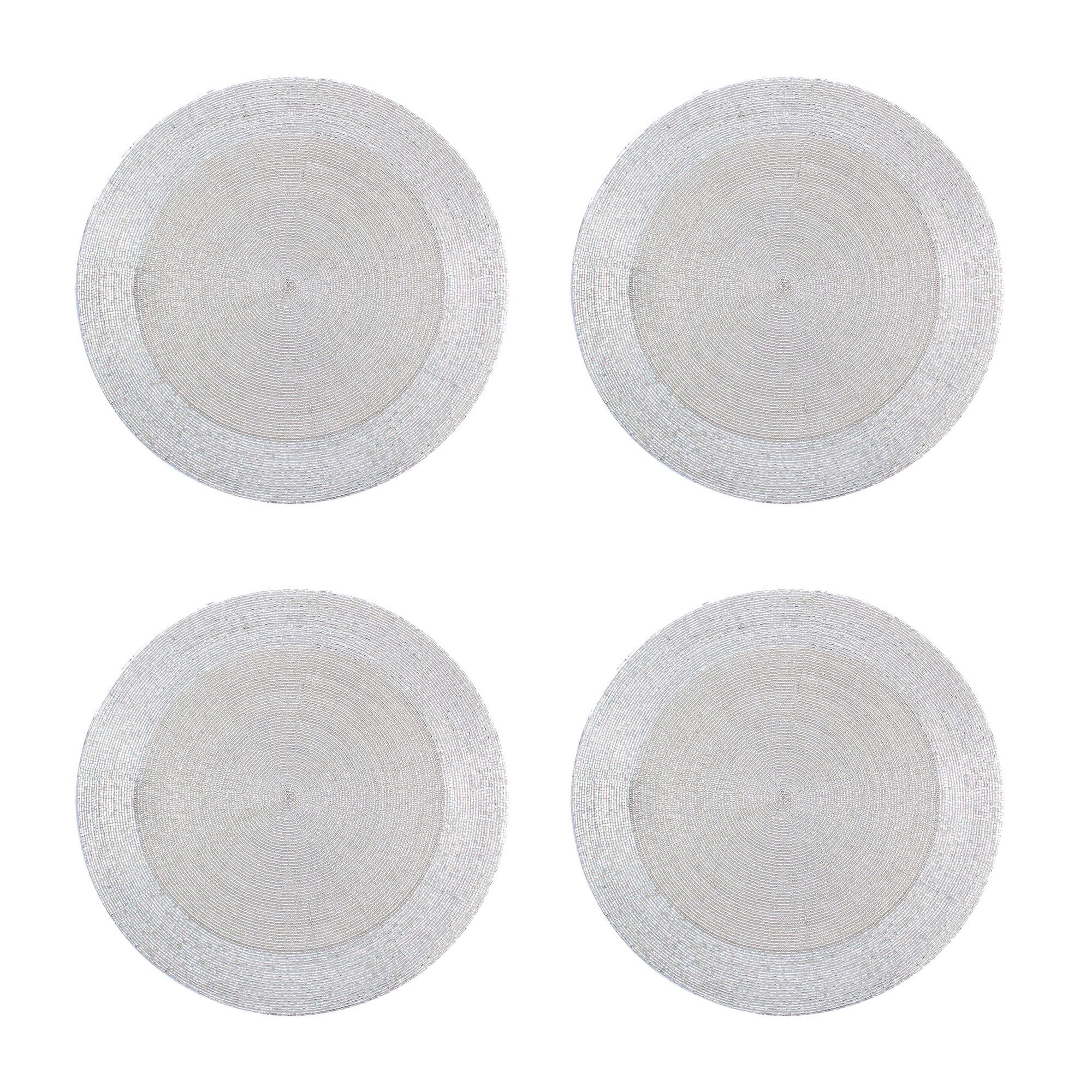 Silver Table Mats Set of 4 Handmade Silver Beaded Mat Centre Etsy