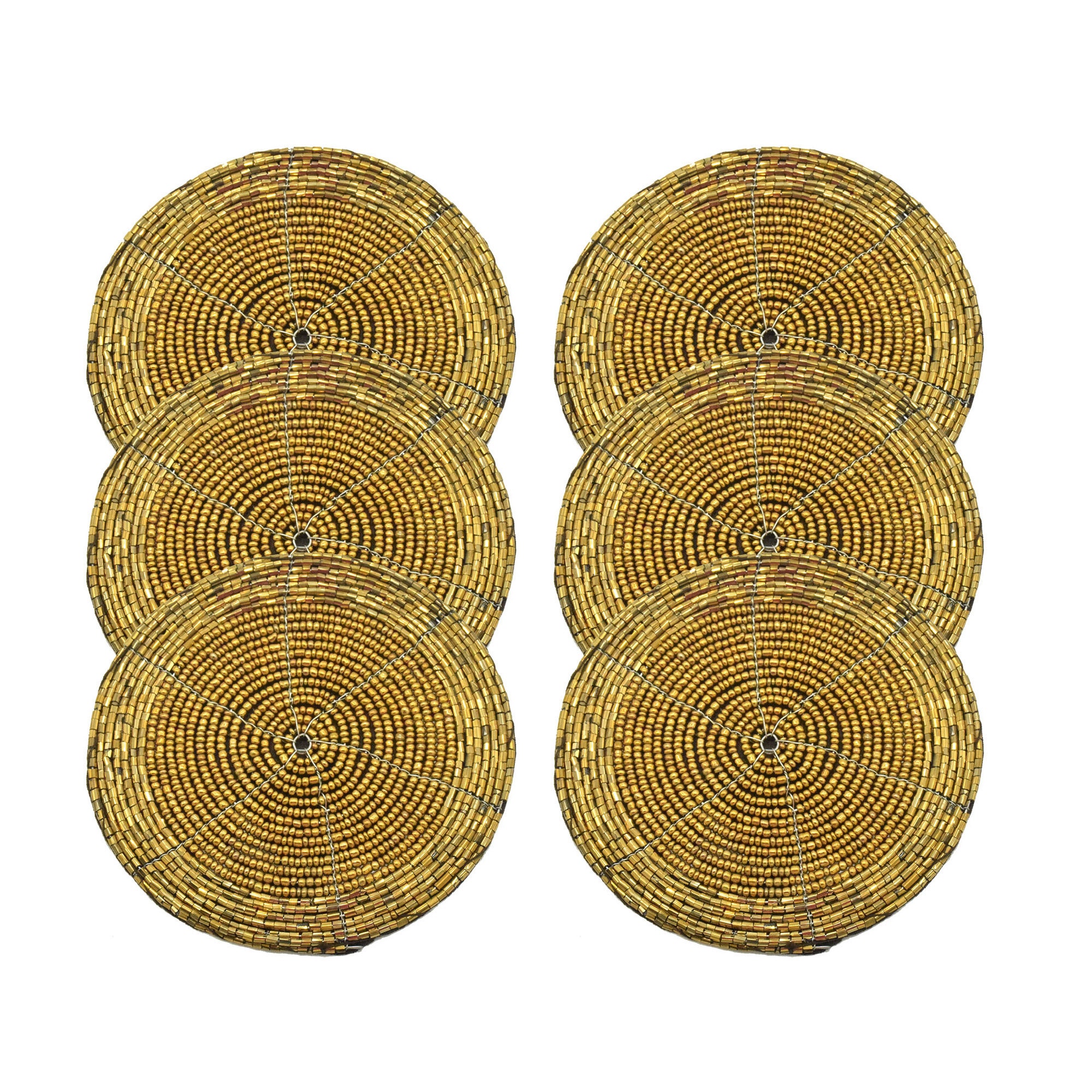 Antique Gold Coasters Set of 6 Handmade Beaded Coasters Etsy