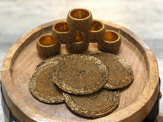 Antique gold 2024 napkin rings
