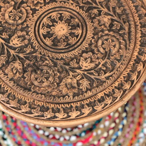 Antique Round Coffee Table, Distressed shops Floral Design Coffee Table, Handmade & Traditional Table, Centre and Side Table, Wooden Furniture