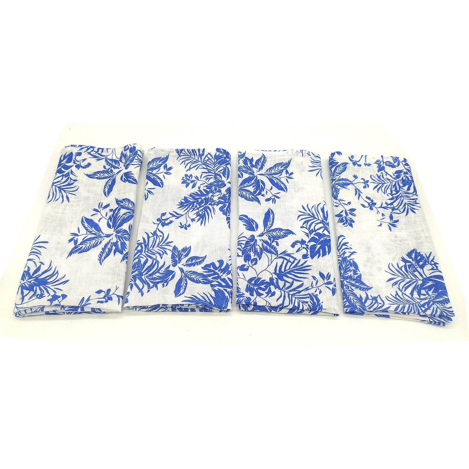 Set of 4 Blue & White Floral Cotton Napkins Dinner Napkins Etsy