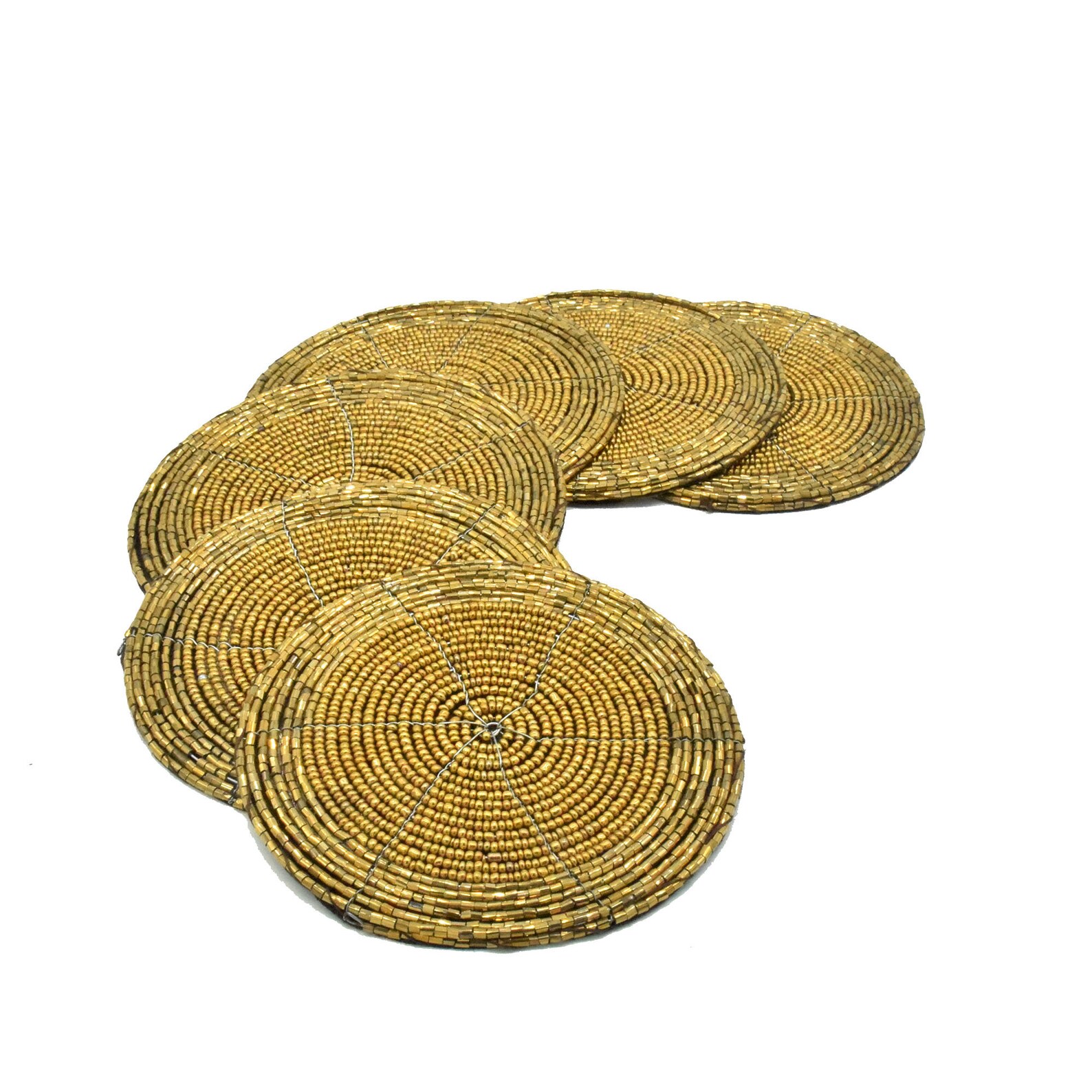 Antique Gold Coasters Set of 6 Handmade Beaded Coasters Etsy