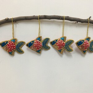 Red Blue Fish Christmas Ornaments, Holiday Decor, Xmas Hanging, Handmade Christmas Hanging, Colorful Fish Tree Decorative Gift Set