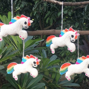 Handmade Beaded Unicorn Ornaments, Animal Decorative for Christmas, Holiday Decor, Xmas Hanging, Christmas Tree Hanging, Jungle Animal Decor
