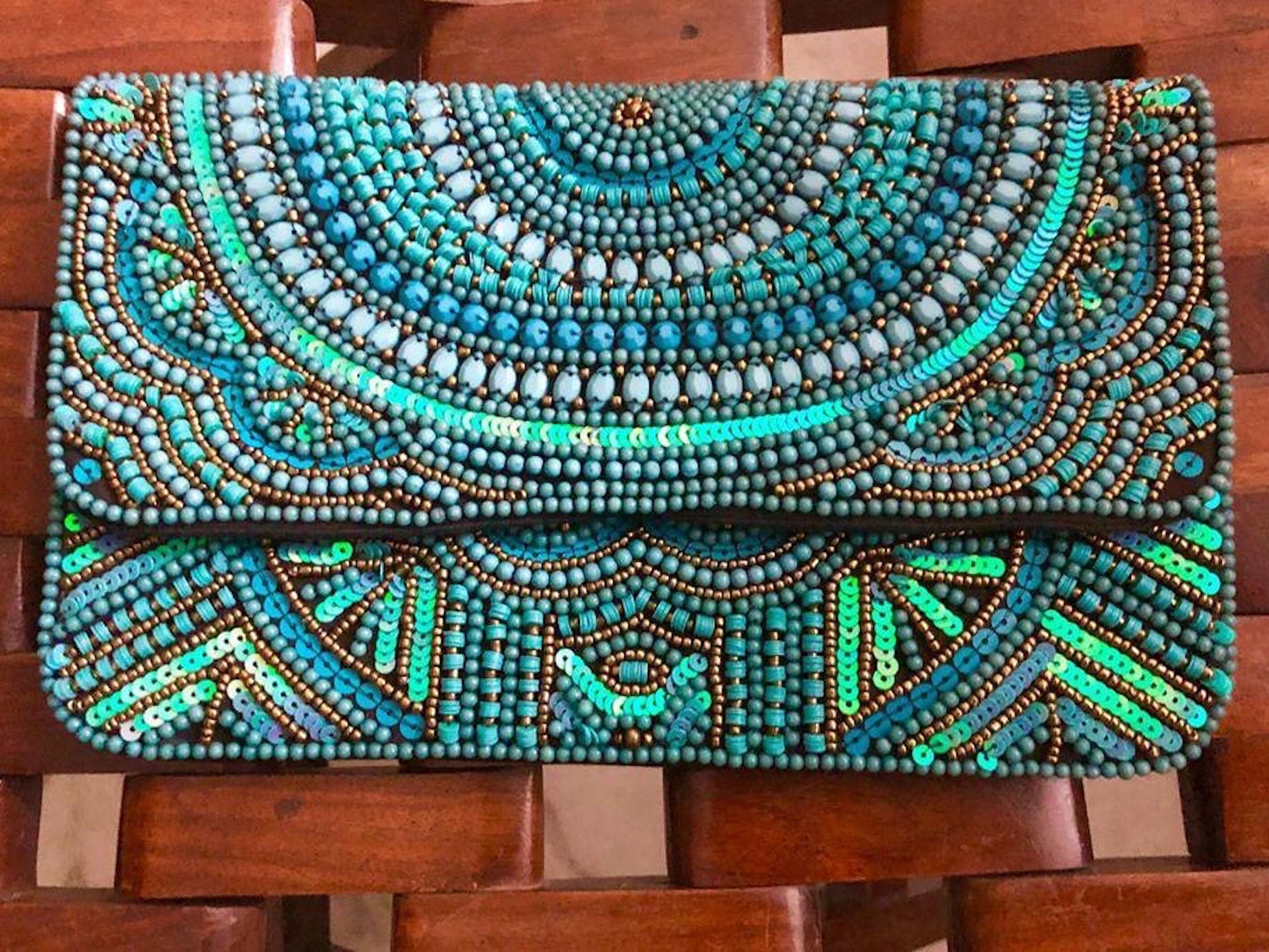 Turquoise Handmade Beaded Clutch Evening Clutch Bag Formal -  Finland