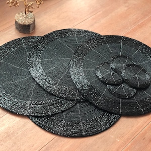 Handmade Beaded Placemats & Coasters Set: Decorative Table Centerpiece