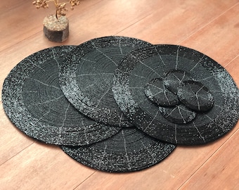 Juego de manteles individuales y posavasos con cuentas hechos a mano: centro de mesa decorativo