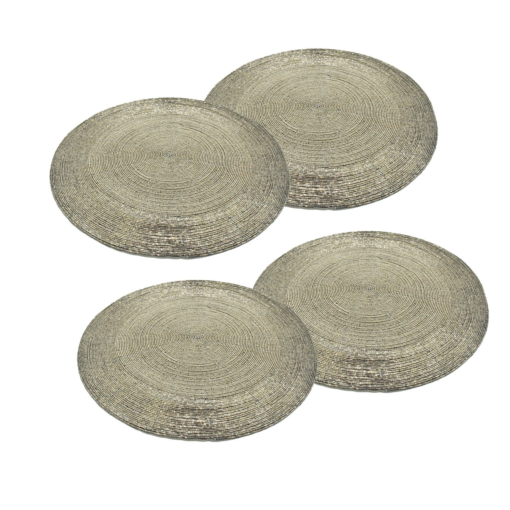 Grey Table Mats Set of 4 or 6 Handmade Beaded Charger Centre Etsy