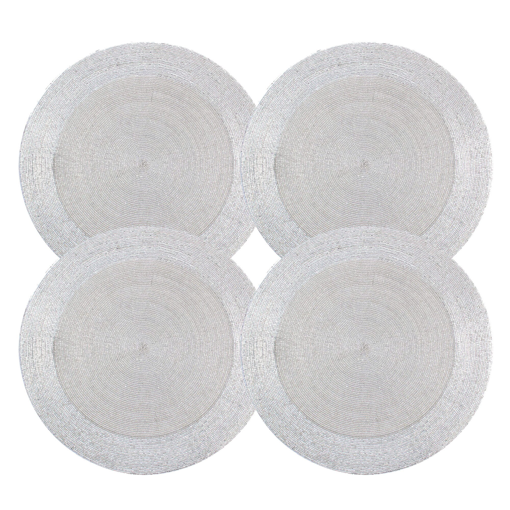Silver Table Mats Set of 4 Handmade Silver Beaded Mat Centre Etsy
