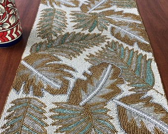 Handmade Beaded Table Runner: Festive Holiday Decor (13x36 Inches)
