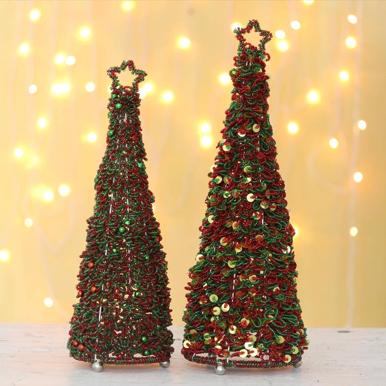 Master Piece Crafts Christmas Decorative,Tree Decorative,Beaded New Year Tree,Christmas Tree for Holiday Carnival Party Decorations, Accent 14"& 16'