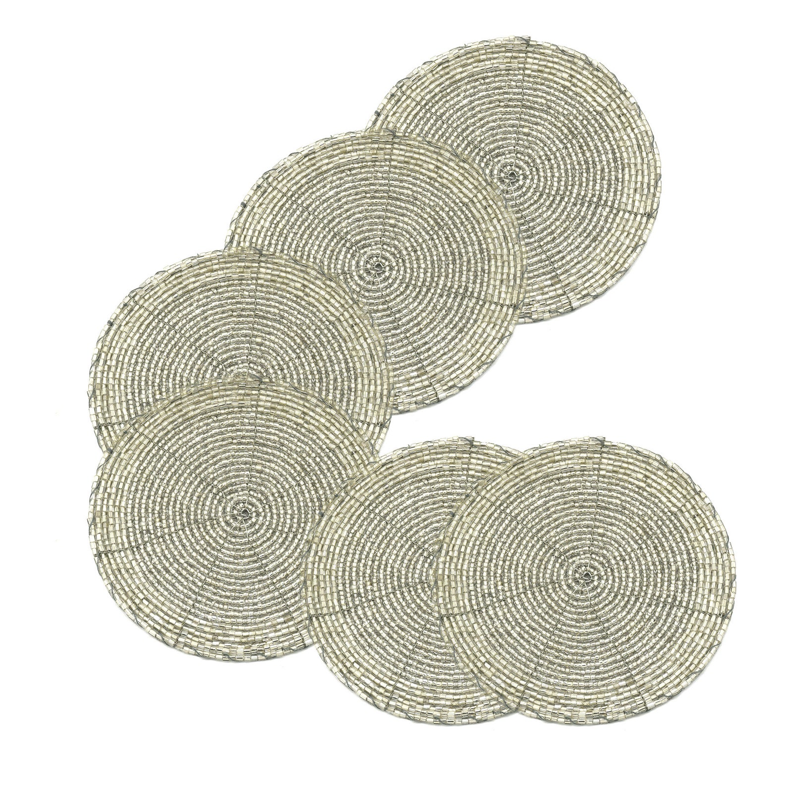 Silver Coasters Set of 6 Handmade Beaded Coasters Etsy