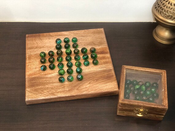 RNK Gaming Mancala Board Game with Folding Wooden Board and Colorful Glass Beads