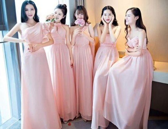 Pastel Pink Bridesmaid Dresses