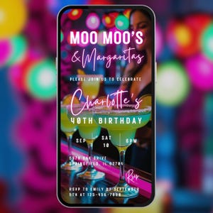 moo moo dress party invitations Moo Moos and Margaritas Invitation 5x7 Editable Girls Night Invite Cocktail Party Bachelorette Fiesta Birthday Digital Download Printable