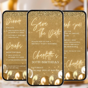 Gold Save the Date Geburtstagseinladung 30