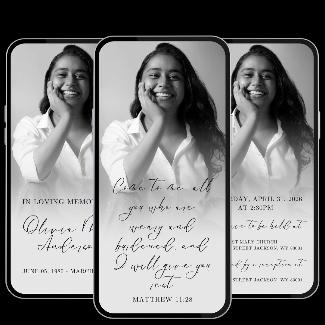 Funeral Evite Celebration of Life Digital Video Invitation Memorial ...