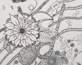 PRINTABLE COLORING PAGE Zentangle Music - Etsy