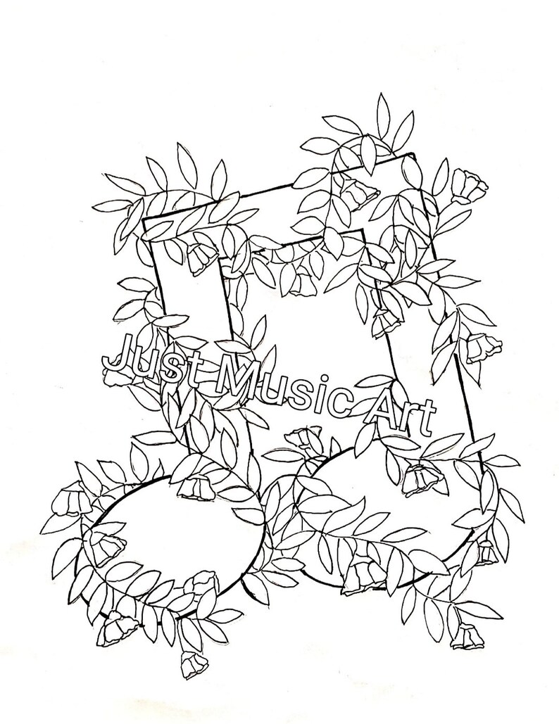 PRINTABLE COLORING PAGE Pdf Jpeg With Vines and Flowers - Etsy