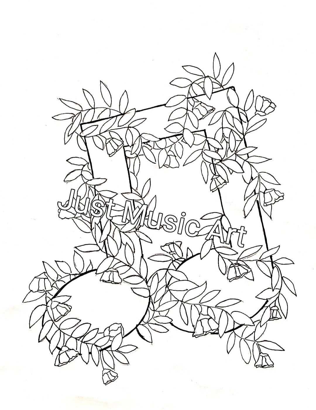 PRINTABLE COLORING PAGE Pdf Jpeg With Vines and Flowers - Etsy