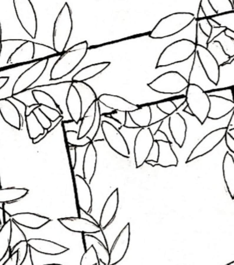PRINTABLE COLORING PAGE Pdf Jpeg With Vines and Flowers Etsy