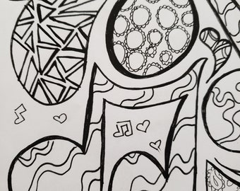 PRINTABLE COLORING PAGE Music - Etsy