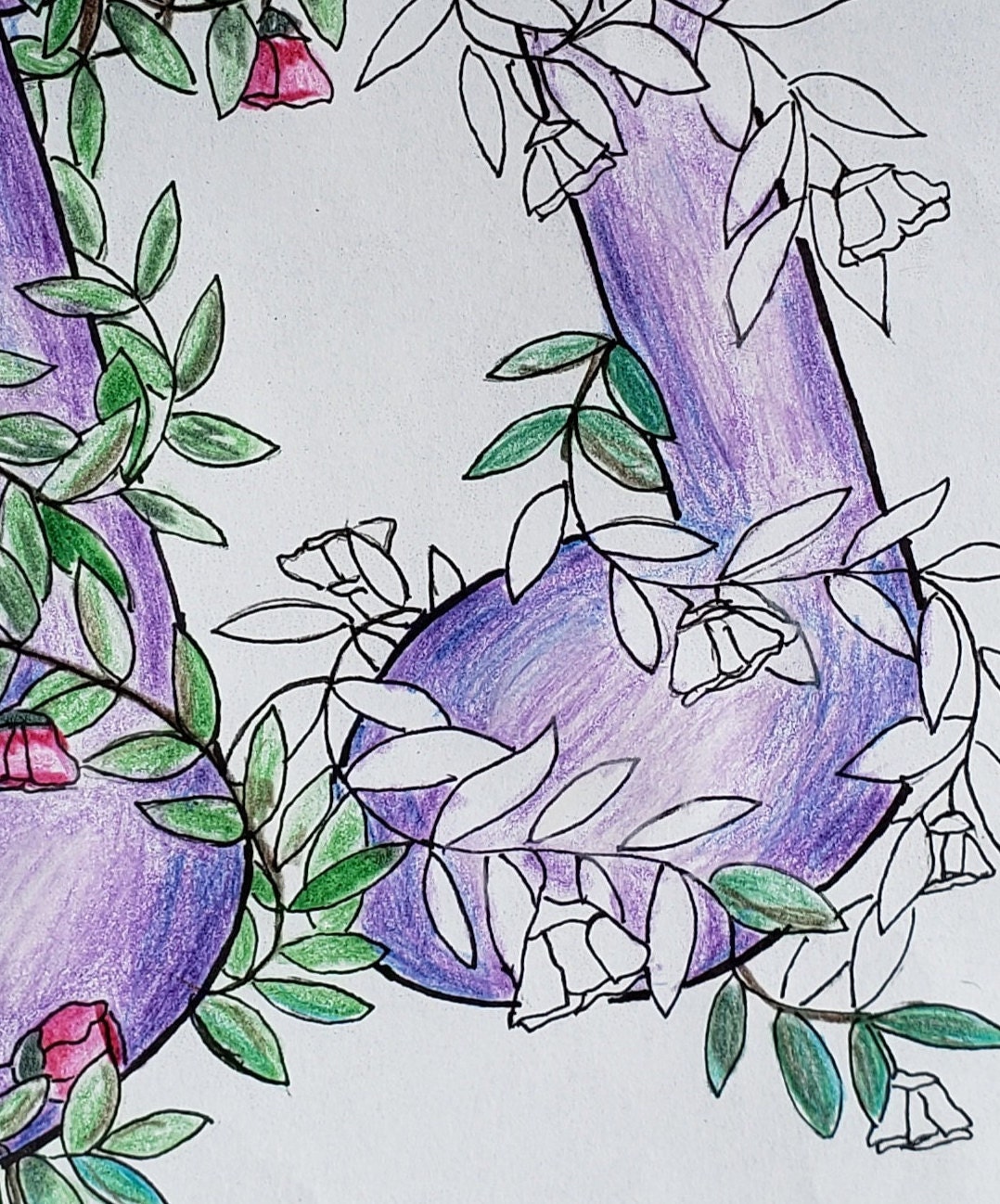 PRINTABLE COLORING PAGE Pdf Jpeg With Vines and Flowers - Etsy