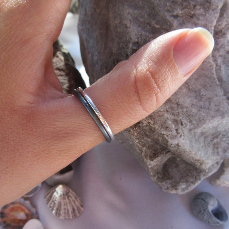 Set of 2 Sterling Silver Dainty Stacking Thumb Ring