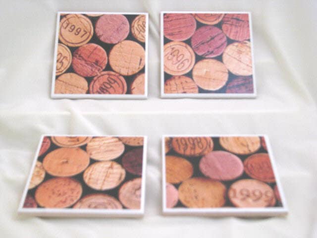 Coasters for Drinks - Tile Coasters - Handmade Coasters - Wine Corks -  Teachers gift - Coasters - Drink Coasters - Decoupage Coasters