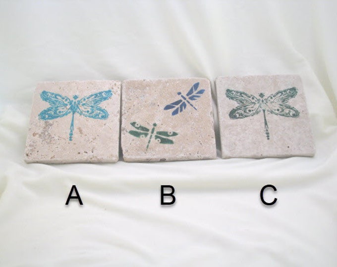 Natural Stone Absorbent Coasters Drink Coasters, Dogs and Cats, Butterflies, Dragonflies, Pawprints, Beer and Wine, Beach and Nautical theme