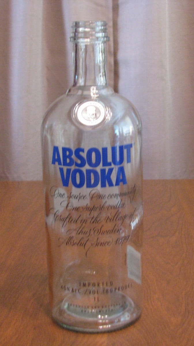 Absolut Vodka Empty 1 Liter Bottle Bottle Crafts Liquor Etsy