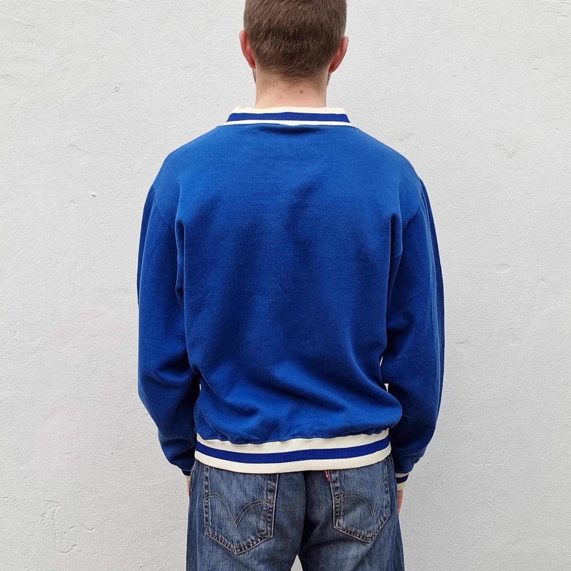 Vintage 70s Blue Russell Athletic V Neck Sweater Small Etsy