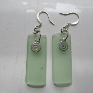 Peridot Sea Glass Earrings, dangle, wedding gift, cultured beach glass, beach themed, summer jewelry, casual wear, recycled glass, birthday