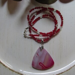 Red Agate Necklace, pendant necklace, gift for her, layering, root chakra, birthday gift, boho, one of a kind