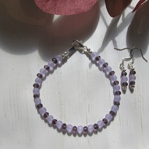 Periwinkle Recyceltes Glas Armband und Ohrringe Geschenk für sie, Layering, stapelbar, boho