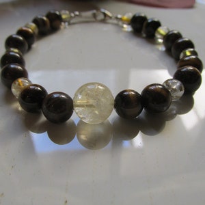 Pulseira Olho de Tigre e Citrino presente para ela, em camadas, empilhável, boho, semipreciosa, pedra de cura, pedra de proteção, pedra de proteção