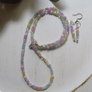 Multi-Colored Morganite Necklace and Earrings Set: Crystal Accents