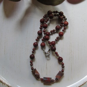 Red Flake Jasper Necklace gift for her, healing chakra, balancing stone, birthday gift, layering, boho, one of a kind