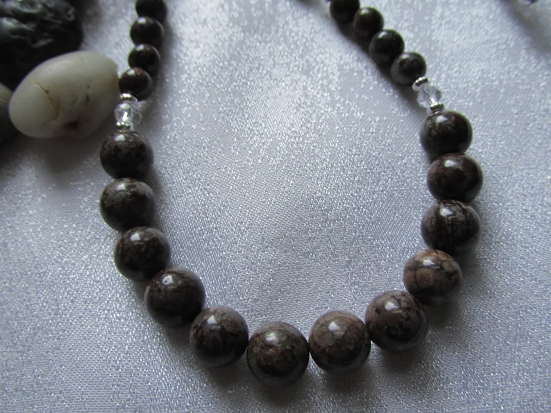 Brown Snowflake Jasper Necklace and Earrings