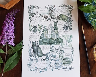 Practical Magic Inspired Illustrated Journal Page ~ Giclée Art Print