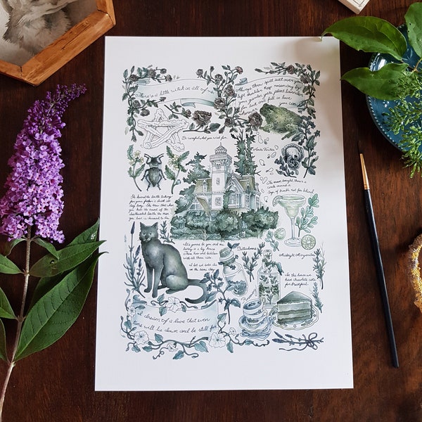 Practical Magic Inspired Illustrated Journal Page ~ Giclee Art Print