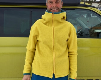 Hooded jacket made of wool walk in over 40 colors