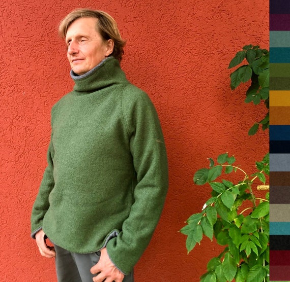 WOOLISTIC RAGLAN - robuster Outdoorpullover mit Raglanärmeln und hohem Kragen aus Wollwalk oder Merinowalk, wasserabweisend & atmungsaktiv
